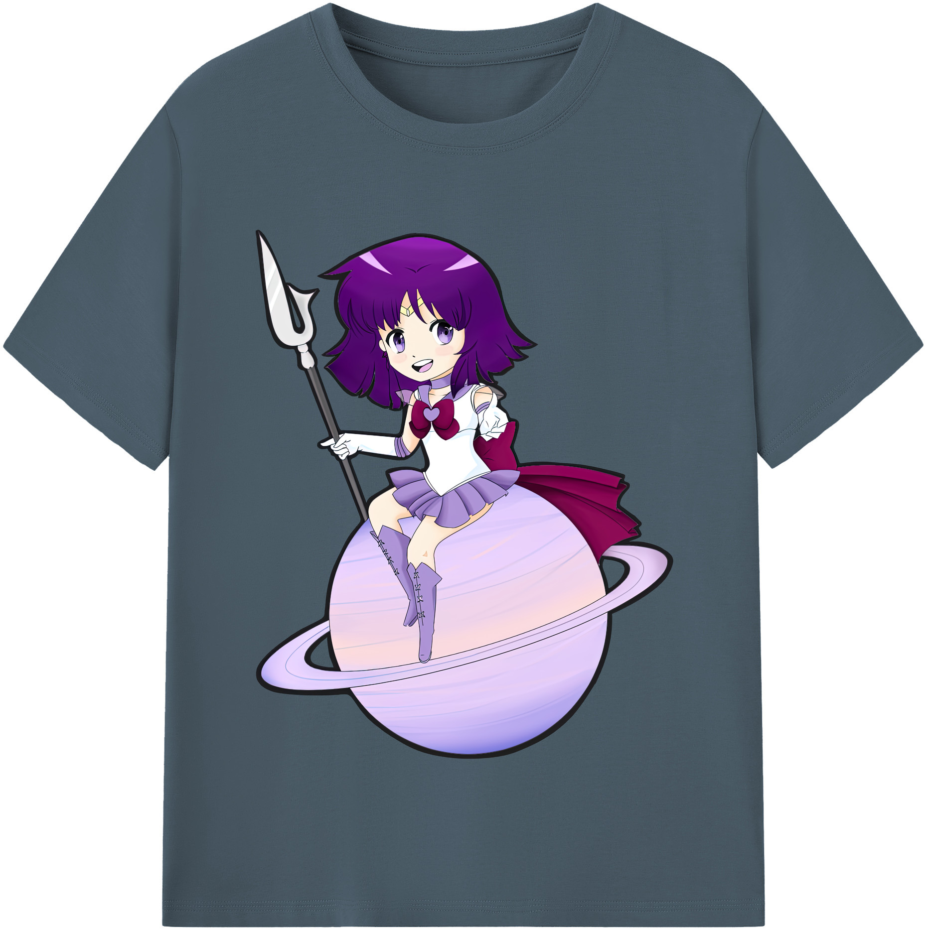 （画像用） 美少女戦士セーラームーン 土萠ほたる Sailor Moon Tomoe Hotaru （セーラーサターン；Sailor Saturn） 綿100％半袖Tシャツ（フロントプリント）